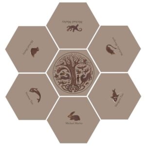 Block of seven tiles, with Image and Message on six of the tiles